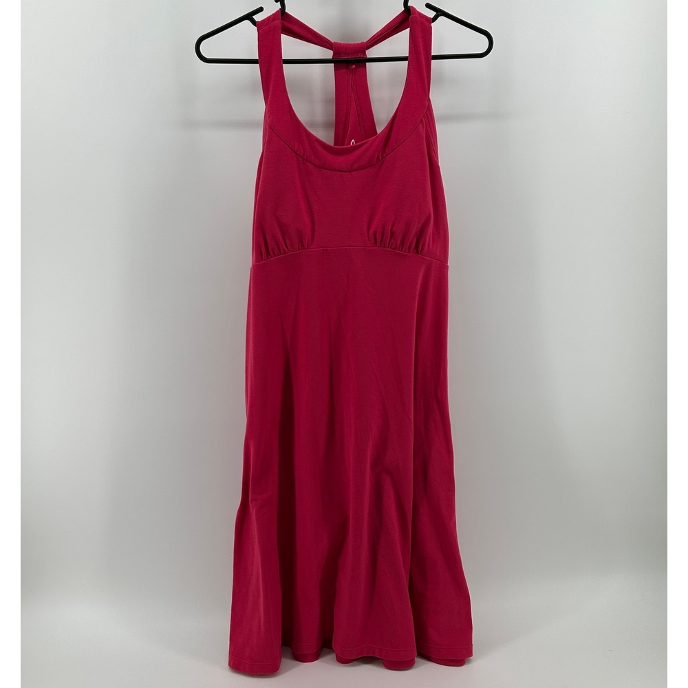 PrAna Quinn Dress Red Pink Racerback Shelf Bra Organic Cotton Blend L Activewear